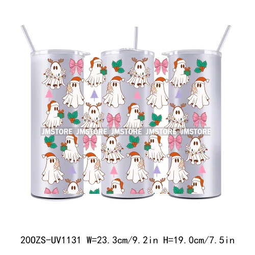 Christmas Gingerbread Reindeer 20OZ Tumbler Wraps Ready To Ship UV DTF Transfer Stickers Waterproof Prints For Skinny Tumbler
