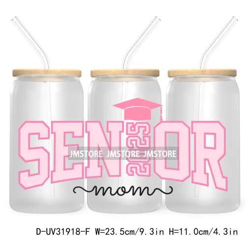 Senior 2025 High School Graduation UV DTF Sticker For 16OZ Libbey Glass Cup Can Wrap Transfer Stickers Custom Labels DIY Logo