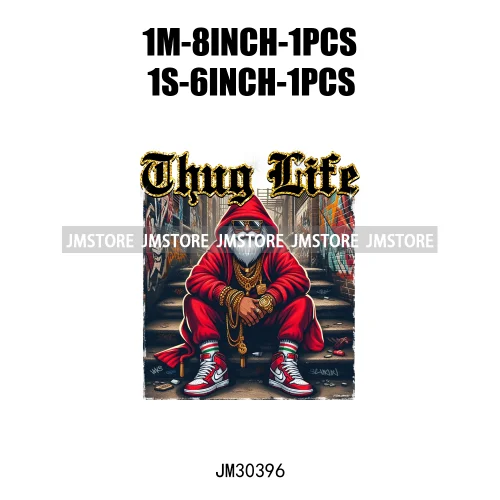 Cool Thug Life Santa Snowman Pink Bubble Holiday Gifts Christmas Iron On DTF Transfers Stickers Ready To Press For Sweatshirts