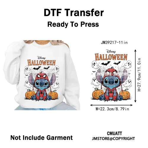 Cartoon Scary Monster Halloween Friends Season Printing Iron on DTF Washable Heat Transfers Stickers Ready to Press for Textile