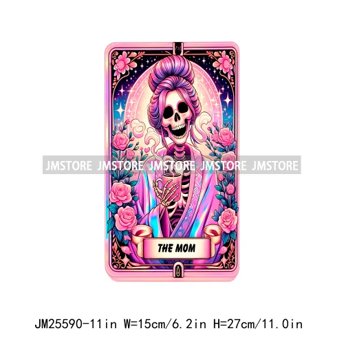 Colorful Cool Dad Mom Stoner Amercian Girl Idgat Skeleton Lover Tarot Card DTF Iron On Heat Press Transfer Stickers For Clothing