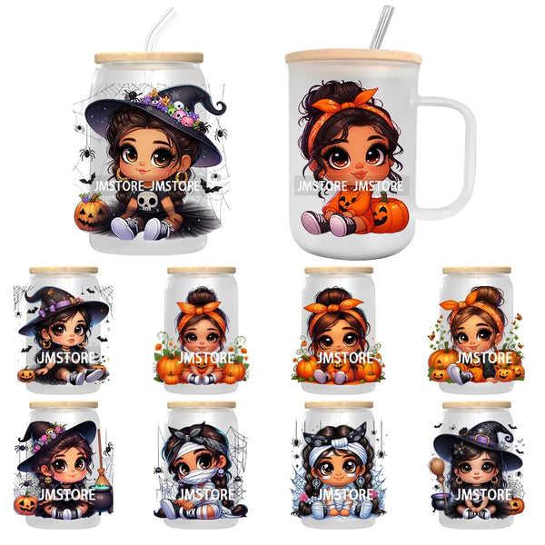 Halloween Latina Princess UV DTF Transfer Stickers Decals For Libbey Cold Cups Mugs Tumbler Custom Waterproof DIY Labels Pumpkin