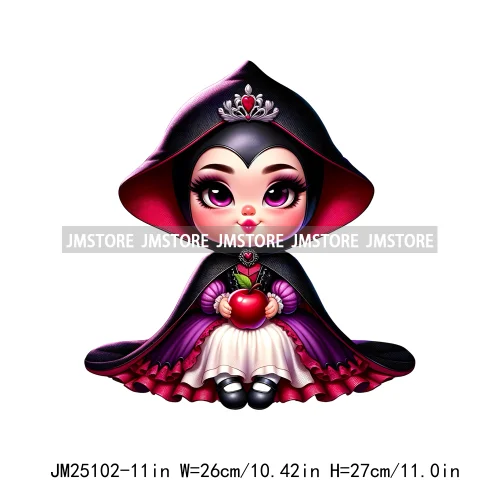 Cartoon Washable Halloween Princess Evil Queen Girls Printing Designs DTF Iron On Transfers Stickers Ready To Press For Textil