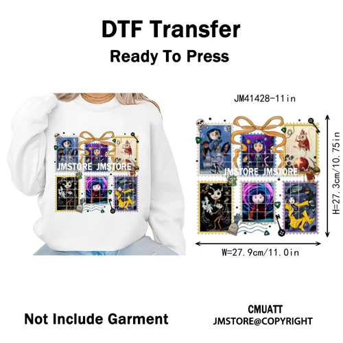 Funny Cartoon Movie Character Halloween Pumpkin Coquette Iron on DTF Washable Heat Transfer Stickers Ready to Press for Clothes