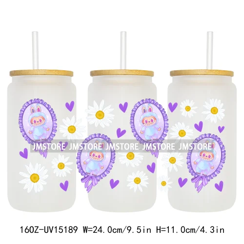 Cute Cartoon Coquette Magical Mirror Bow 16OZ UV DTF Cup Wraps Ready To Apply Waterproof Transfer Stickers For Libbey Glass Can