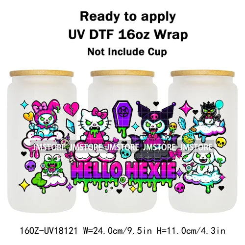 Halloween Pumpkin Spice Magical Cartoon 16OZ UV DTF Cup Wraps Ready To Apply Waterproof Transfer Stickers For Libbey Glass Can