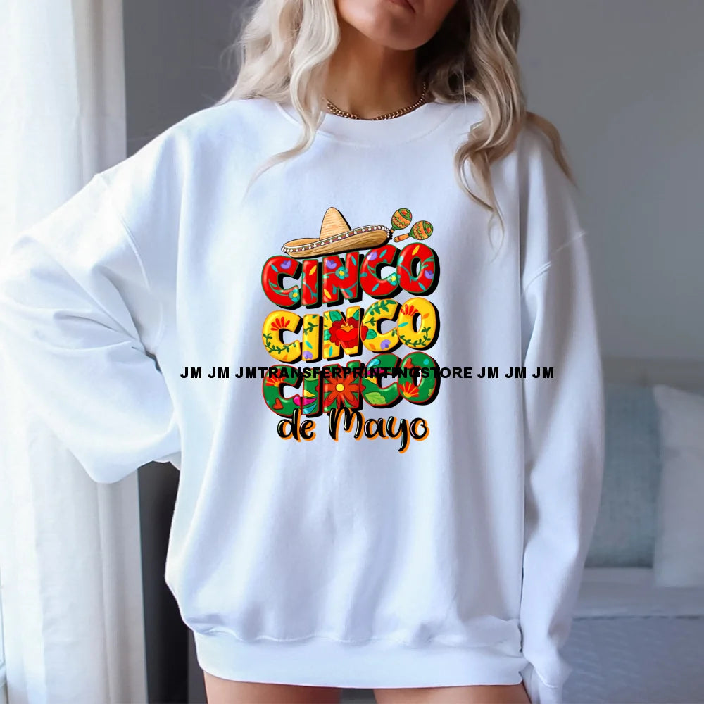 Colorful Mexican Pinata Latina Cinco De Mayo Festival Logos Iron On Fiesta Tacos Tequila DTF Transfer Stickers For Clothing