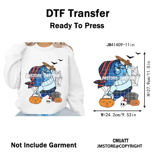 Funny Cartoon Movie Character Halloween Pumpkin Coquette Iron on DTF Washable Heat Transfer Stickers Ready to Press for Clothes