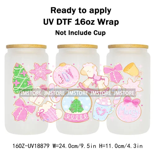 Tis The Season Mexican Christmas 16OZ UV DTF Cup Wraps Ready To Apply Waterproof Transfer Stickers For Libbey Glass Can Tumbler