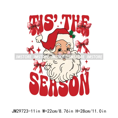 Just Waiting For Christmas Santa Claus Gifts Joy Winter Holidays Vibes Iron On DTF Transfers Stickers Ready To Press For Clothin