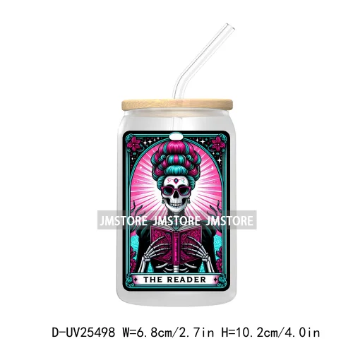 The Smoker Skeleton Tarot Card UV DTF Transfer Stickers Decals For Libbey Cold Cups Mugs Tumbler Custom Logo Labels Sugar Skull