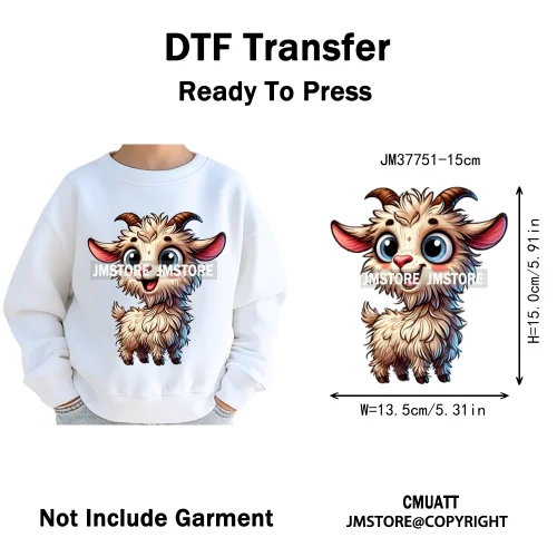 15cm 5.9in Kids Quirky Safari Cartoon Animal Iron On Transfers Stickers For Clothing DTF Printed Appliques Washable T-Shirts