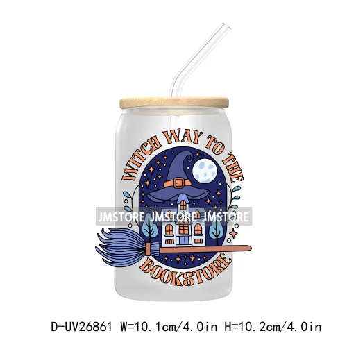 Spooky Halloween Book Club 16OZ UV DTF Cup Wrap Transfer Stickers Custom Labels Waterproof Logo For Libbey Glass Can Fall Season