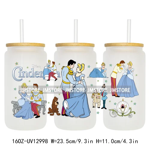 Best Friends Princess Movie Themed 16OZ UV DTF Cup Wraps Ready To Apply Waterproof Transfer Sticker For Libbey Glass Can Tumbler