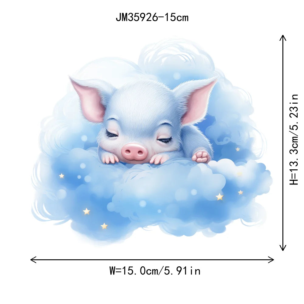 15cm 5.9in Kid Cloud Animal Tiger Lion Iron On Heat Transfer Sticker For Clothes DTF Print Vinyl Thermal Washable T-Shirt Decal