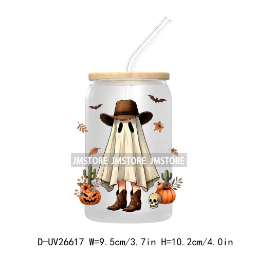 Cute Ghost Spooky Halloween UV DTF Transfer Stickers Decals For Libbey Cold Cups Mugs Tumbler Waterproof DIY Custom Logo Labels