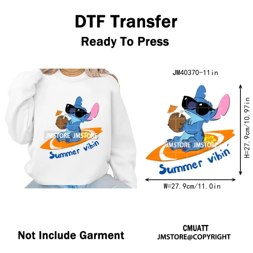 Aloha Flower Summer Vibes Cartoon Animal Vacation Life Designs Iron on DTF Washable Transfers Sticker Ready to Press for Clothes