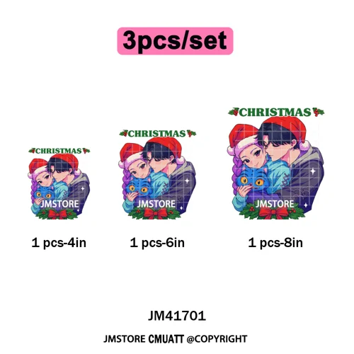 Merry Christmas Kpop Music Band Group Character Xmas Festive Love Iron on DTF Transfers Stickers Ready to Press for Clothes Bags