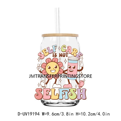 Retro Motivational Quotes UV DTF Transfers Stickers Decals For Libbey Cold Cups Mugs Tumbler Mental Health Waterproof DIY Logo