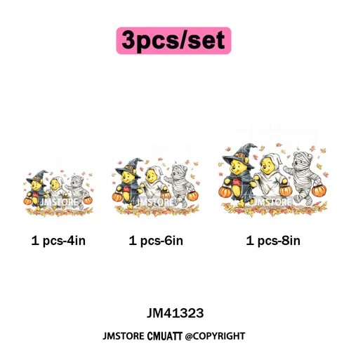 Cartoon Friends Character Faux Glitter Coquette Pumpkin Girly Halloween Iron on DTF Transfer Stickers Heat Press for Hoodies Bag