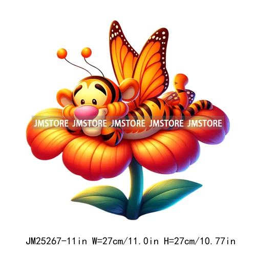 Cute Butterfly Baby Cartoon Animal Printing Decals Iron On DTF Heat Press Transfers Stickers Ready To Press For T-shirts Bags