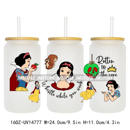 Beautiful Princess Cartoon Gnomes UV DTF Wraps Transfer Sticker Ready To Apply Waterproof Logo For 16OZ Libbey Glass Can Tumbler