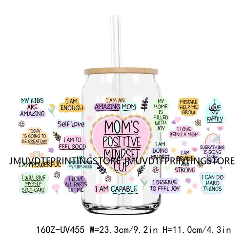 Best Mama With Flowers Mother's Day UV DTF Sticker For 16OZ Libbey Glass Cup Can Mom Wrap Transfer Sticker Custom Label DIY Logo