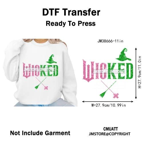 In My Witch Era Pink Goes With Green Coquette Bow Magic Broom Iron on DTF Washable Transfers Stickers Ready to Press for Textile
