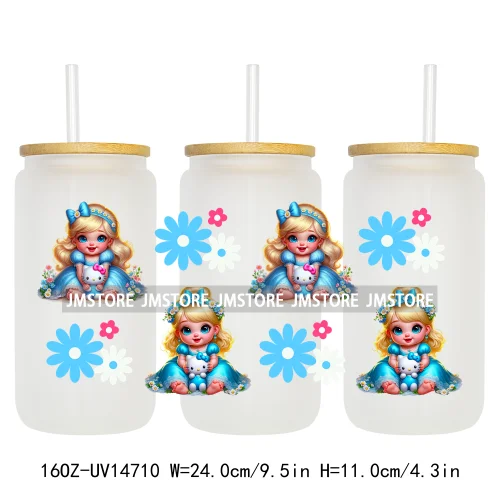 Magical Princess Bow Cartoon Girl 16OZ UV DTF Cup Wraps Ready To Apply Waterproof Transfer Stickers For Libbey Glass Can Tumbler