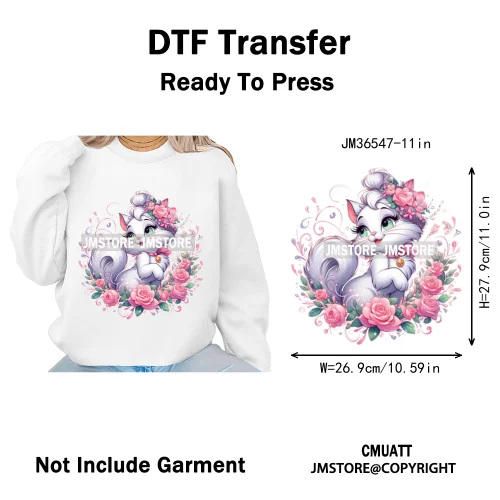 Trendy Flower Cat Bee Animal Lover Cute Princess Designs Iron on DTF Washable Transfers Stickers Ready to Press for T-shirts