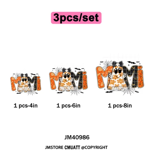 Leopard Checkered Spooky Mama Ghost Halloween Letters Preppy Halloween Iron on DTF Transfer Stickers Ready to Press for T-shirts