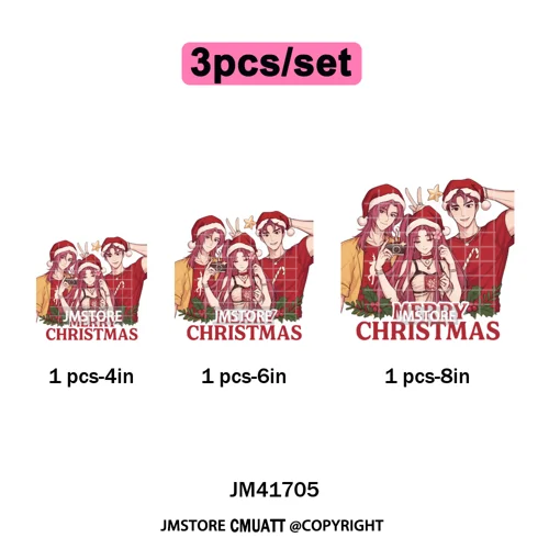 Holly Stars Gifts Happy Kpop Christmas Vibes Winter Holiday Iron on DTF Washable Transfers Stickers Ready to Press for Hoodies