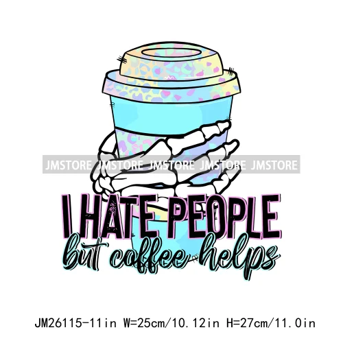 Colorful Coffee Skull Mom Life Boujee Sarcastic Good Moms Say Bad Words DTF Iron On Transfer Stickers Ready To Press For Clothes