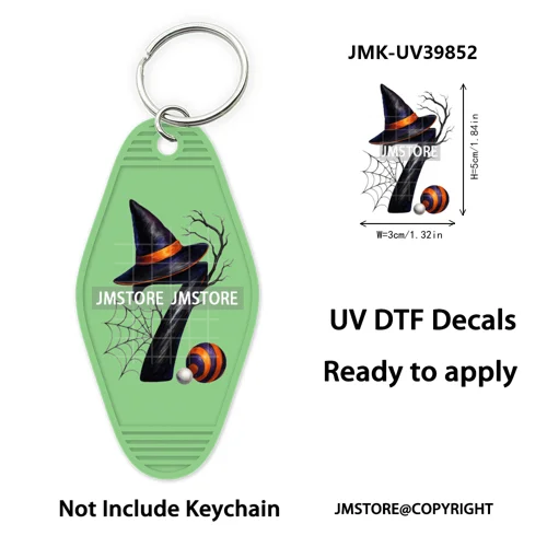 Halloween Pumpkin Alphabet Letters UV DTF Motel Keychain Decal Ready To Ship Durable Transfer Stickers Prints For Hotel Keychain