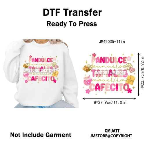 Tis The Season Pan Dulce Mexican Xmas Tuki Donkey Spanish Christmas Latin Iron on DTF Transfers Stickers Ready to Press for Text