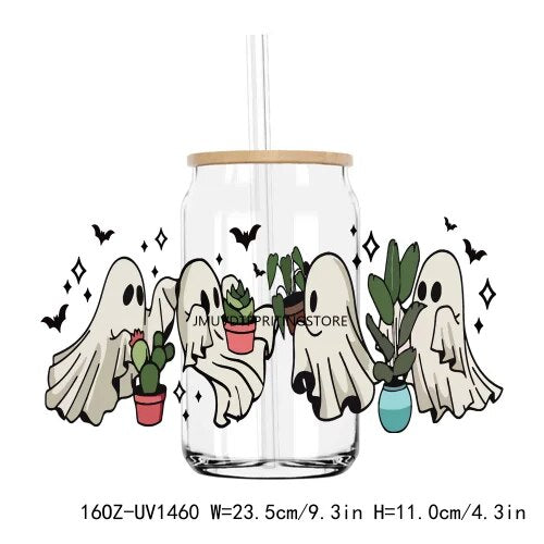 Western Halloween Boo Ghost 16OZ UV DTF Cup Wrap Transfers Stickers Custom Labels DIY Durable Waterproof Logo For Libbey Glass