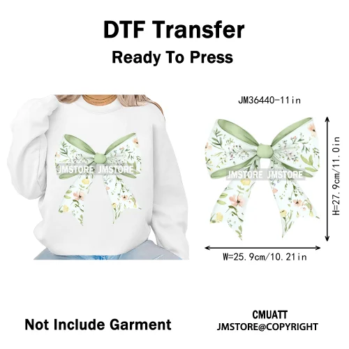 Spring Wildflower Love Vibes Ribbon Wedding Coquette Iron on DTF Thermal Transfers Stickers Ready to Press for Dresses Hoodies