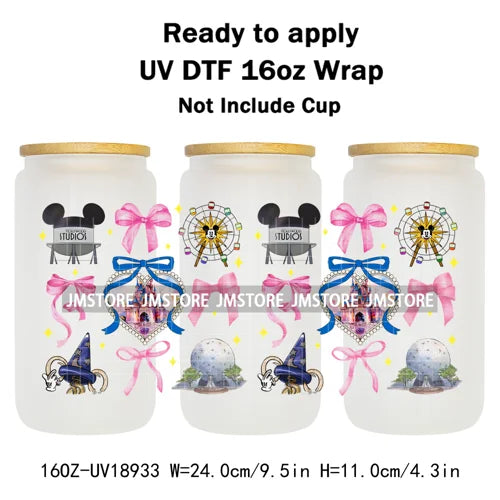 Bundle Princess Magical Mirror Bow UV DTF Stickers Ready To Apply Cup Wrap Durable Custom Prints DIY Craft For Libbey Can Glass