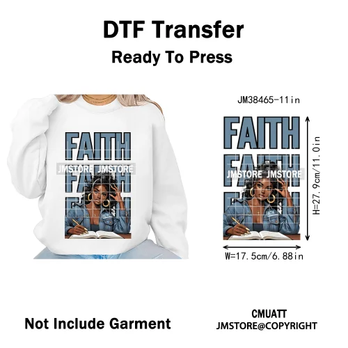 Pray Jesus Faith Trust Black Woman Religious Blessed Thermal Designs Iron on DTF Transfers Stickers Ready to Press for Clothes