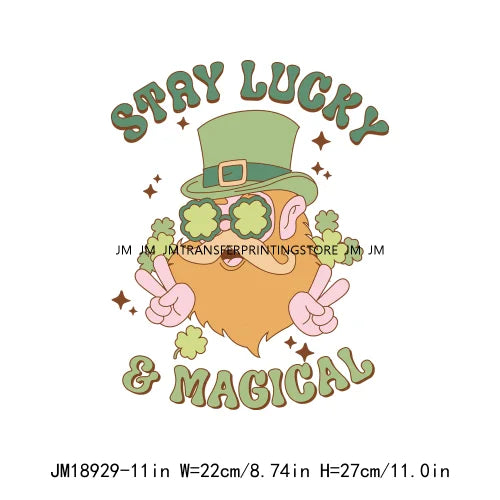 Happy St Patrick's Irish Day Lucky Vibes Shamrock And Roll Wish DTF Heat Transfers Stickers Printing Ready To Press For Clothing