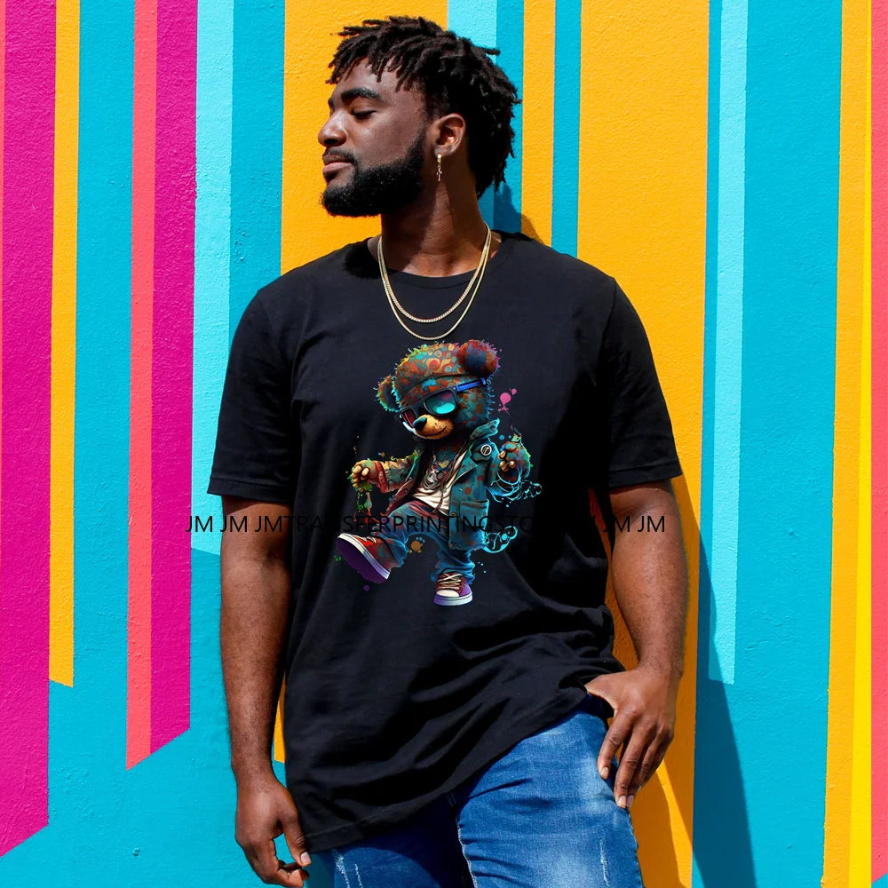 12in Cartoon Graffiti Streetwear Tiger Bunny Animal King Hip Hop Poster Iron on DTF Transfer Stickers Ready to Press for Hoodies