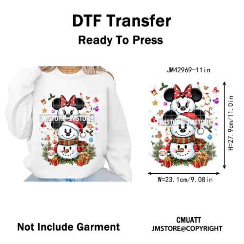 Very Merry Christmas Party Cartoon Princess Kids Friends Winter Gifts Iron on DTF Transfers Stickers Ready to Press for Textiles