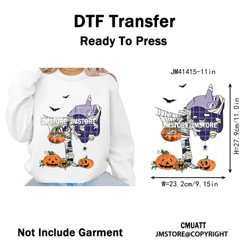 Funny Cartoon Movie Character Halloween Pumpkin Coquette Iron on DTF Washable Heat Transfer Stickers Ready to Press for Clothes