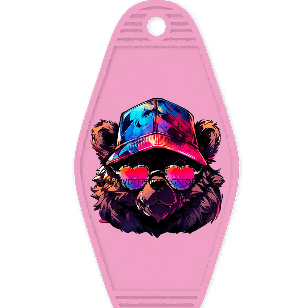 Cool Cartoon Animals High Quality WaterProof UV DTF Sticker For Motel Hotel Keychain Hip Pop Panda Bears