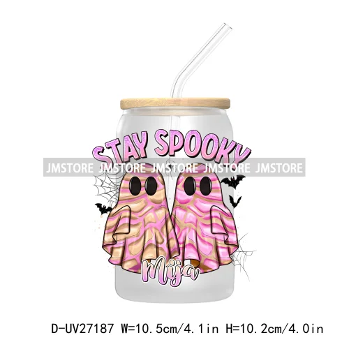 Mexican Ghost Espooky Vibes UV DTF Transfer Stickers Decals For Libbey Cold Cups Mugs Tumbler Waterproof Custom Logo Conchas Boo