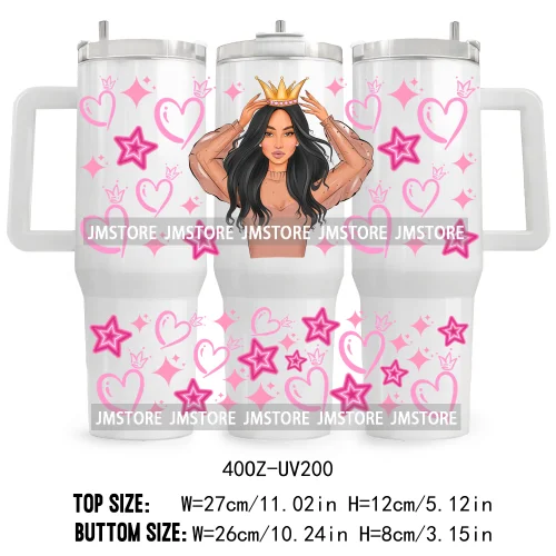 40OZ Tumbler Wrap Birthday Girl Cake Party UV DTF Cup Wraps Transfer Stickers Custom Labels Waterproof Logo Cute Queen Princess