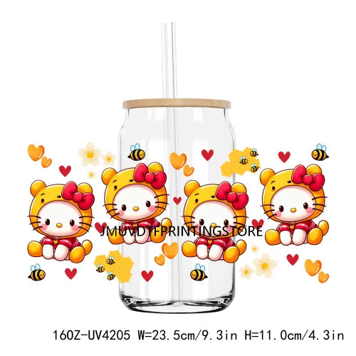 Cartoon Couple 16OZ UV DTF Cup Wrap Transfers Stickers Mouse And Friends Custom Labels DIY Waterproof Logo For Libbey Glass Can