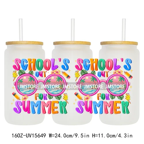 Coquette Bow Florida Softgirl Summer Trip  UV DTF Wraps Transfer Sticker Custom High Quality For 16OZ Libbey Glass Can Tumbler