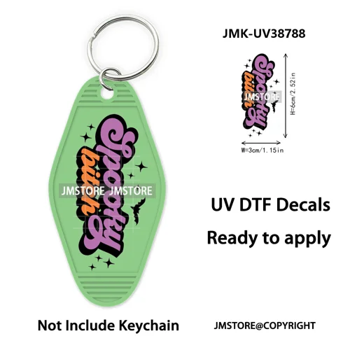 Fall Halloween Quotes Spooky Boo UV DTF Motel Keychain Decal Ready To Ship Durable Transfer Stickers Prints For Hotel Keychain