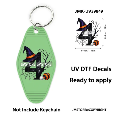 Halloween Pumpkin Alphabet Letters UV DTF Motel Keychain Decal Ready To Ship Durable Transfer Stickers Prints For Hotel Keychain